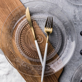 Elsjoy gift-worthy embossed plate offers a timeless addition to any table.