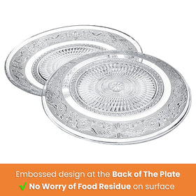 Elsjoy scroll-detail plate with subtle texture for clean food display.
