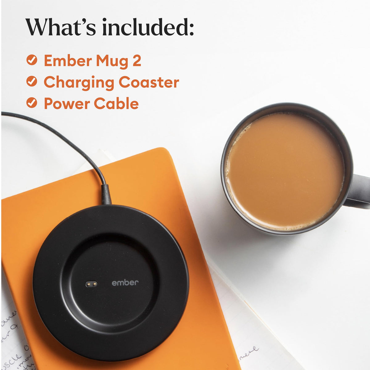 Ember Mug 2 charging coaster and stand for all-day warmth when docked.
