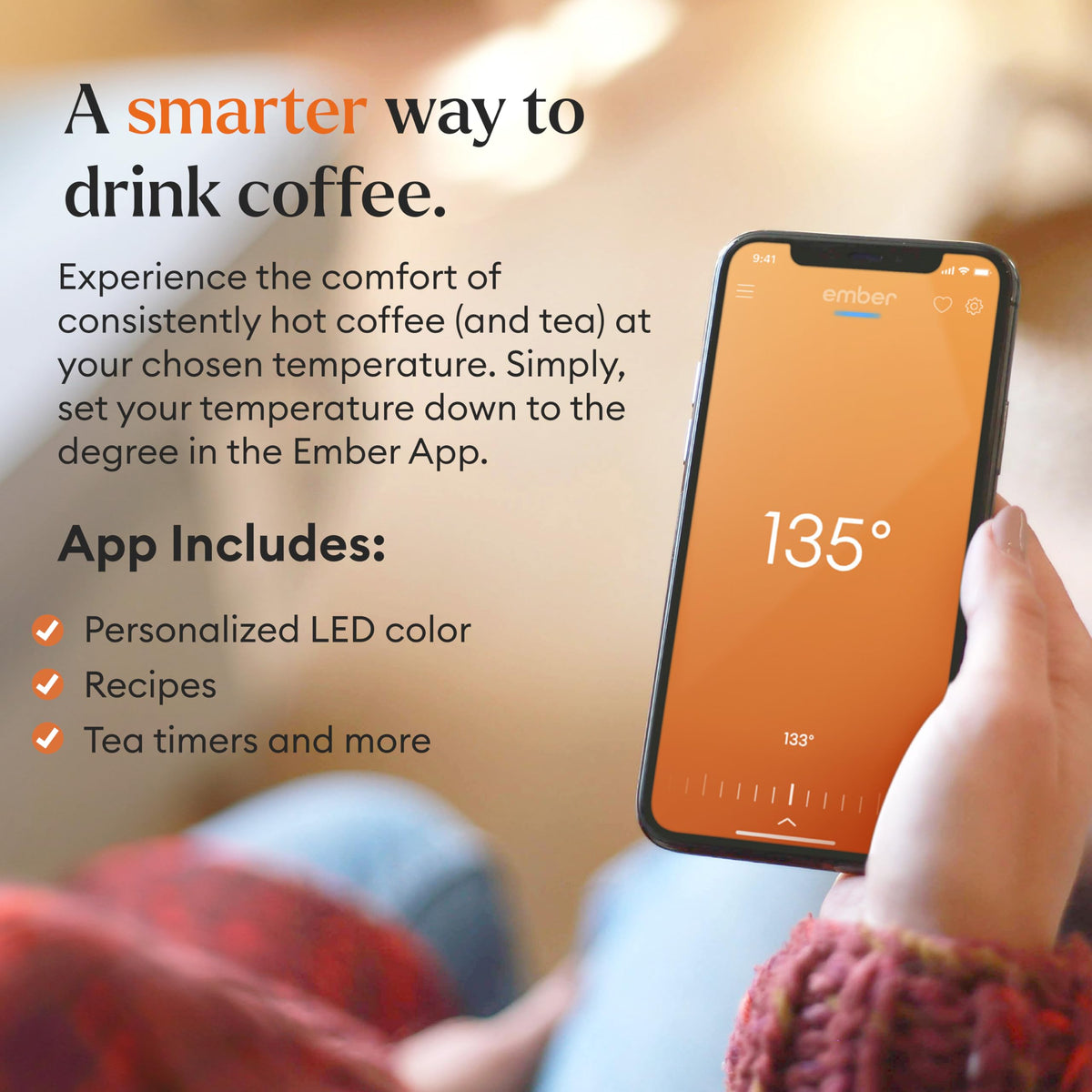 LED indicator on Ember Mug 2 signals when temperature is ideal