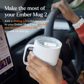 Ember Mug 2 on charging coaster provides all-day warmth