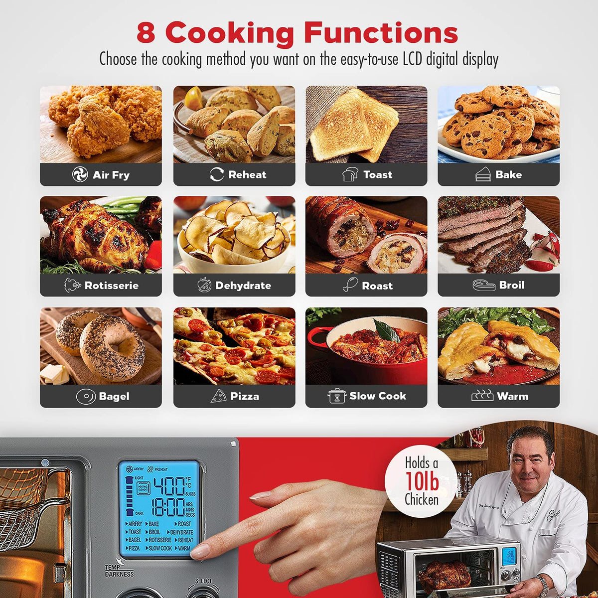Emeril Lagasse Everyday 360 crisper tray and accessories ready for crispy air fried snacks.