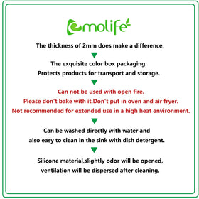 Emolife silicone mat is nonstick and easy to wash.