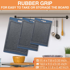 Empune cutting board with easy-grip handles for stable transfers