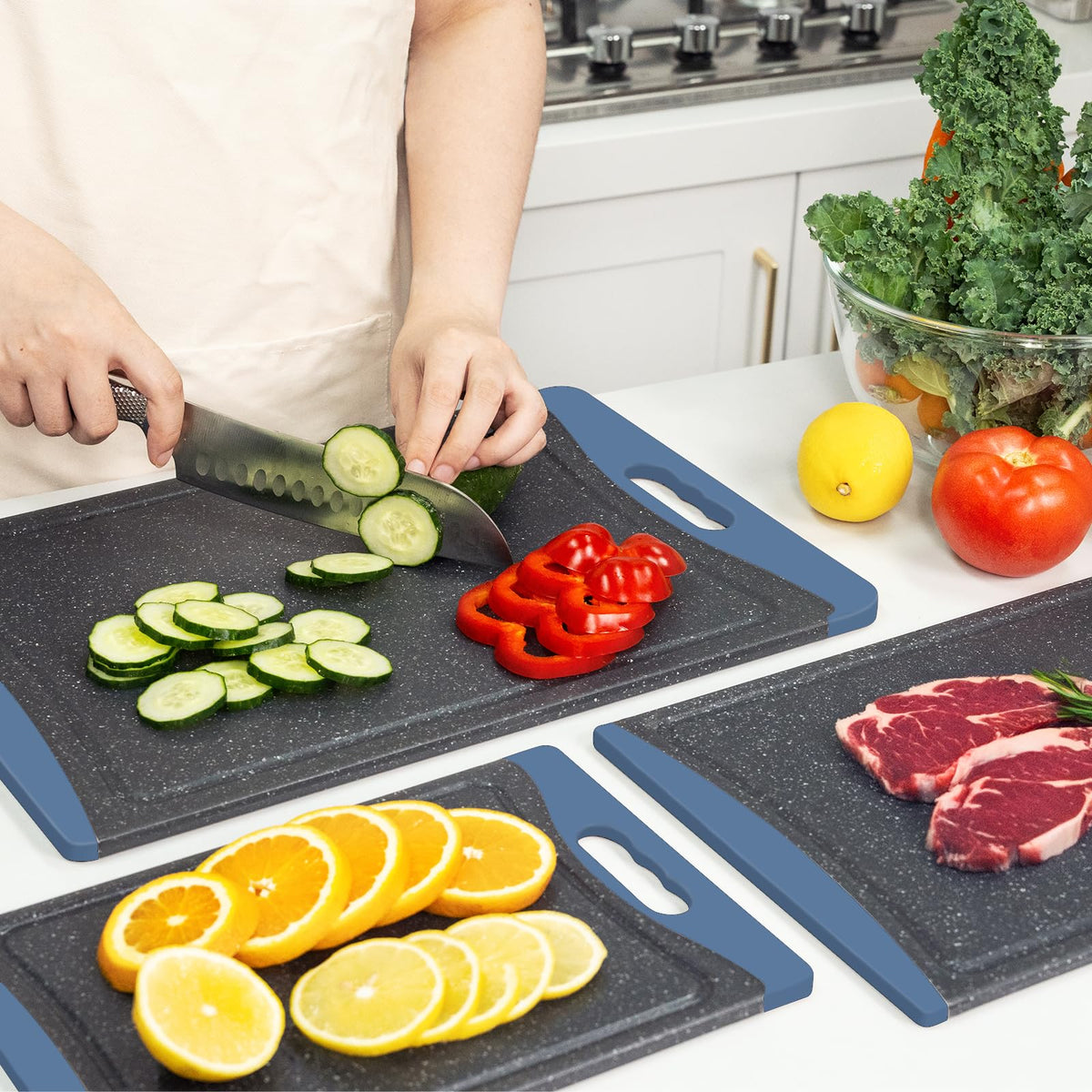 Empune kitchen cutting boards on counter ready for prep