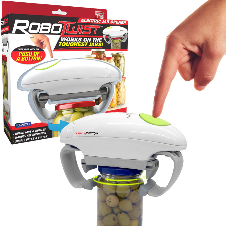 EMSON Robotwist Deluxe torque boost opens stubborn jars effortlessly.