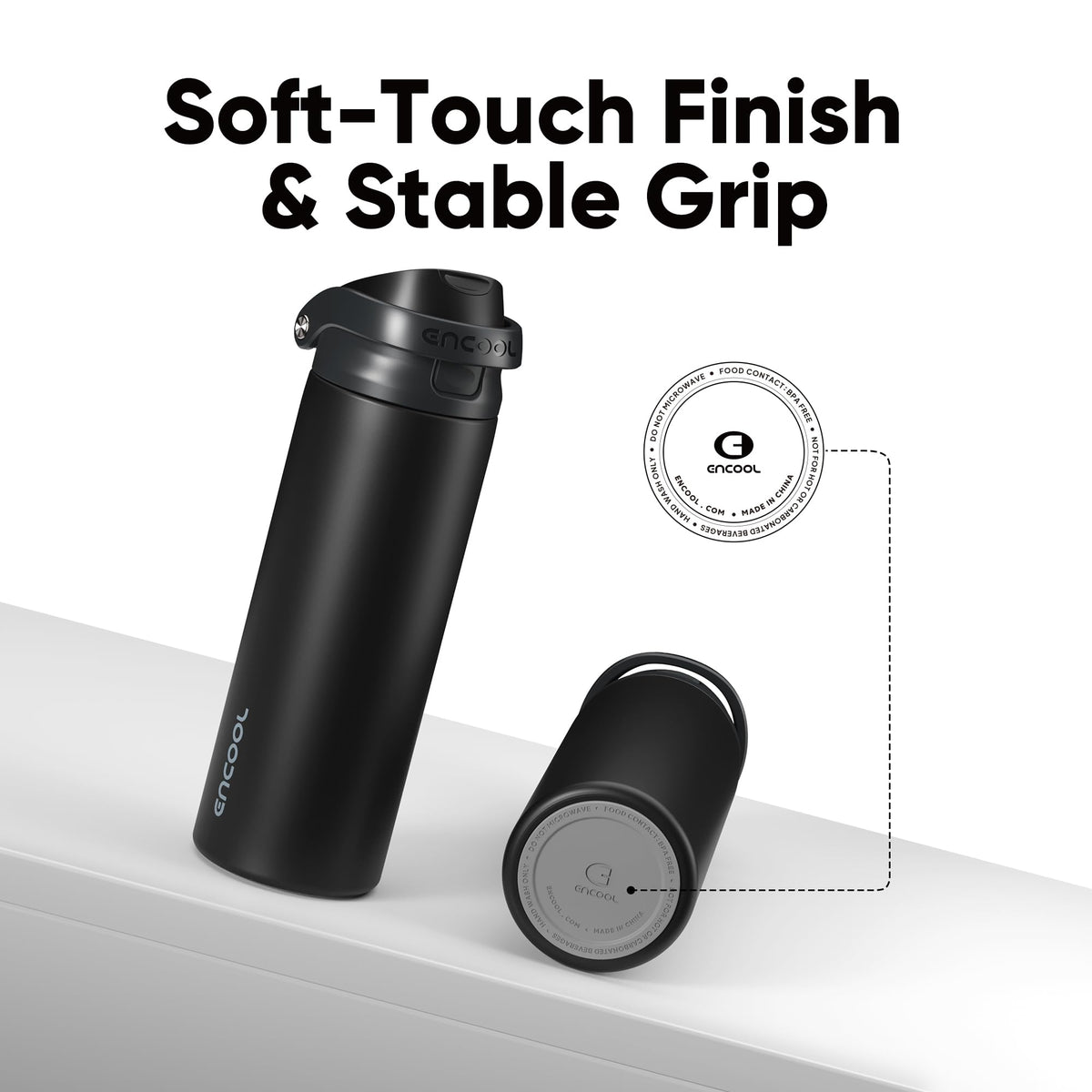 Durable ENCOOL bottle lid designed for repeated opening and daily handling.