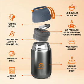 ENERGIFY vacuum insulated food jar wide-mouth design enables easy filling and thorough cleaning.