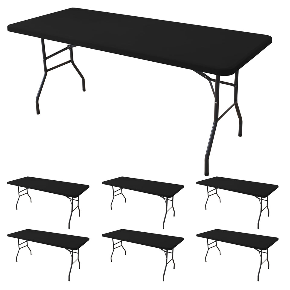 Enjoyidea fitted tablecloth for 6 ft tables offers a snug, wrinkle-free fit.