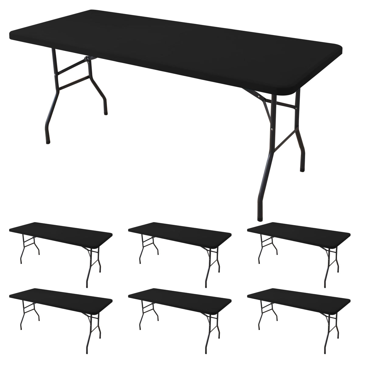 Enjoyidea fitted tablecloth with 8 ft elastic edge for a secure table fit.