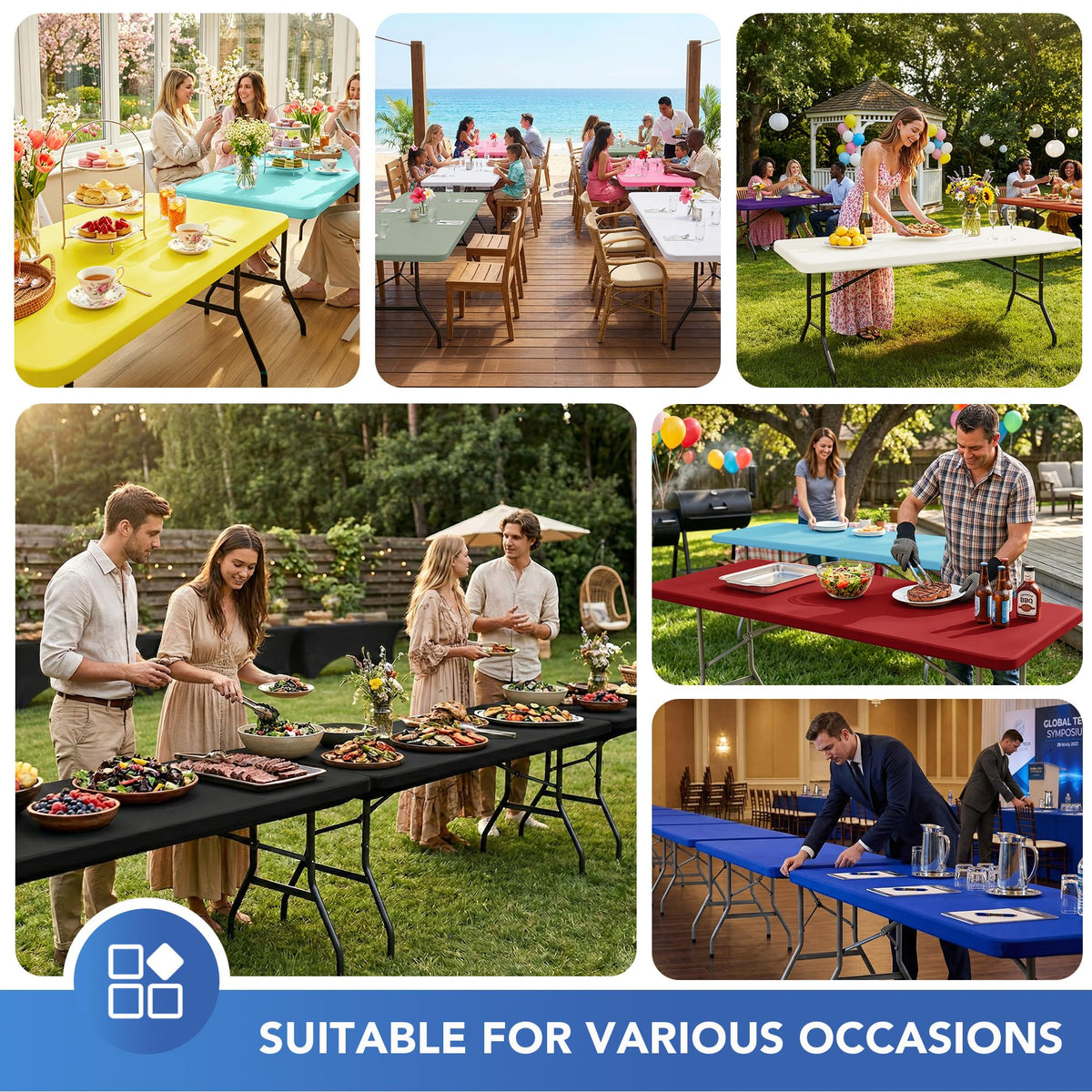 Enjoyidea wedding banquet tablecloth creates a clean, professional look for events.