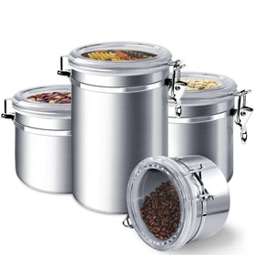 ENLOY airtight canister set on the counter with contents visible for quick identification.
