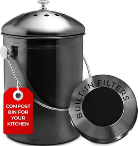 Epica countertop compost bin full for daily kitchen scraps in a compact space.