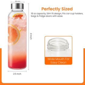 Epica glass bottle offers clear visibility to monitor contents and freshness.