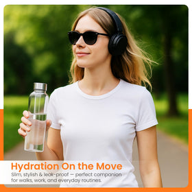 Epica portable glass bottle for gym, commute, and busy days.