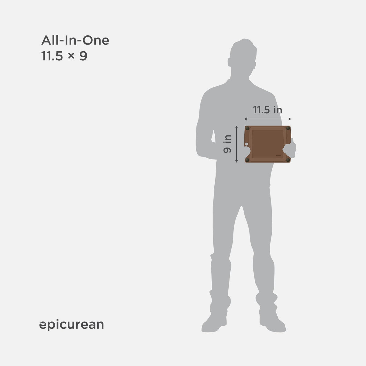 Epicurean All-In-One Cutting Board with non-slip feet stays steady during chopping on busy counters
