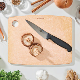 Epicurean cutting board with knife-friendly surface preserves blade sharpness during chopping.