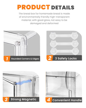EPSUNORISE clear container offers large capacity for bread and pastries.