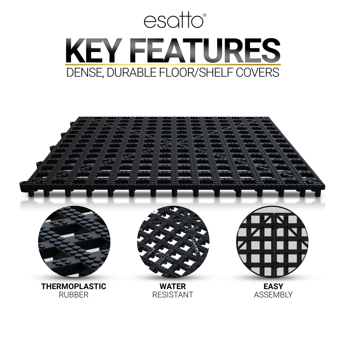 Esatto interlocking shelf mats 12in anti-slip scene emphasizes secure dishes on busy countertops.