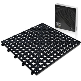 Esatto interlocking shelf mats 12in front view highlighting anti-slip stability for glassware.