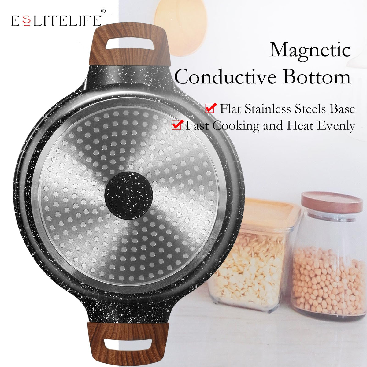 ESLITE LIFE PTFE and PFOA-free interior for safer everyday cooking.