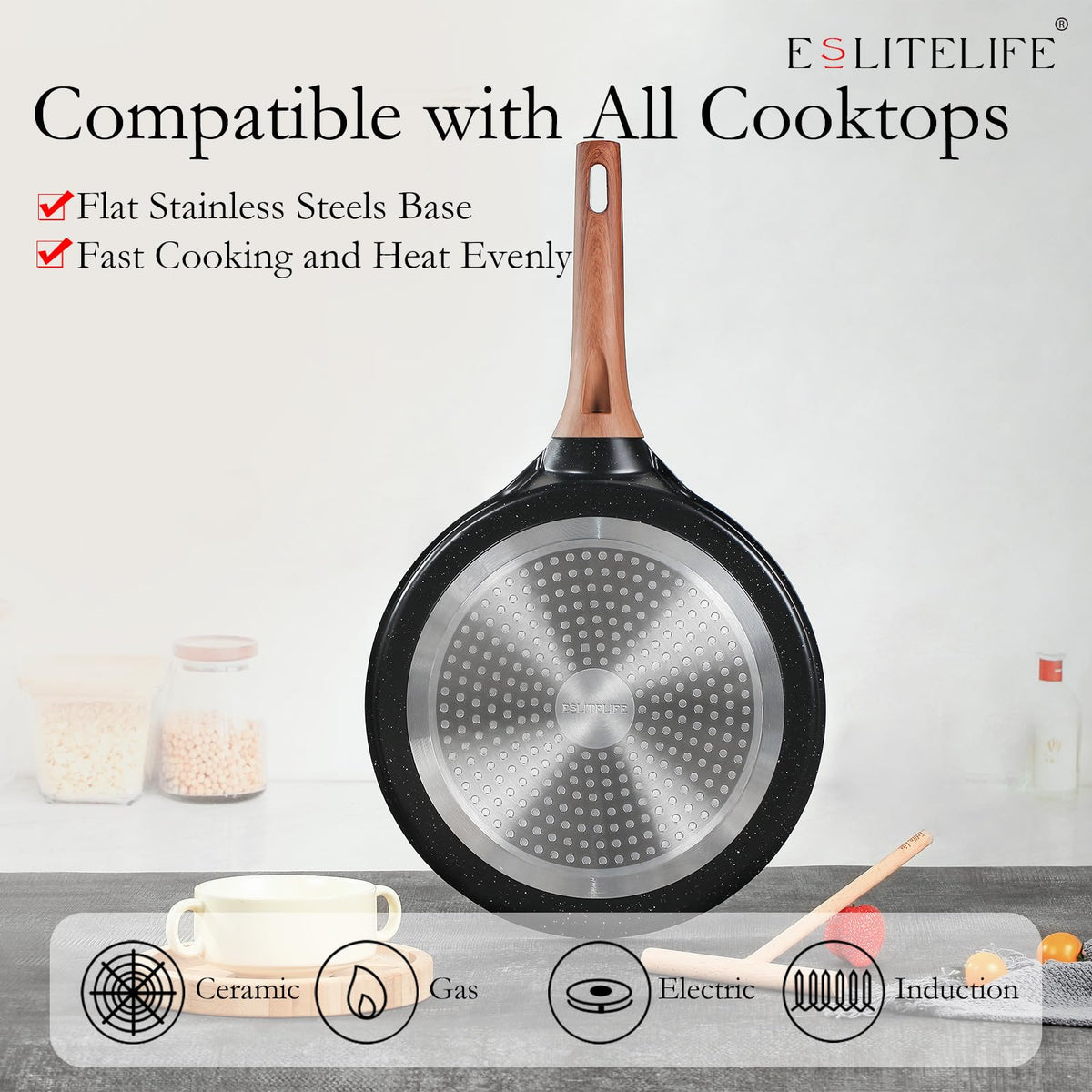 Dosa-tawa style cooking with ESLITE LIFE pan ready for crispy dosa and tortillas