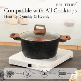 ESLITE LIFE glass lid clears view to monitor cooking progress.