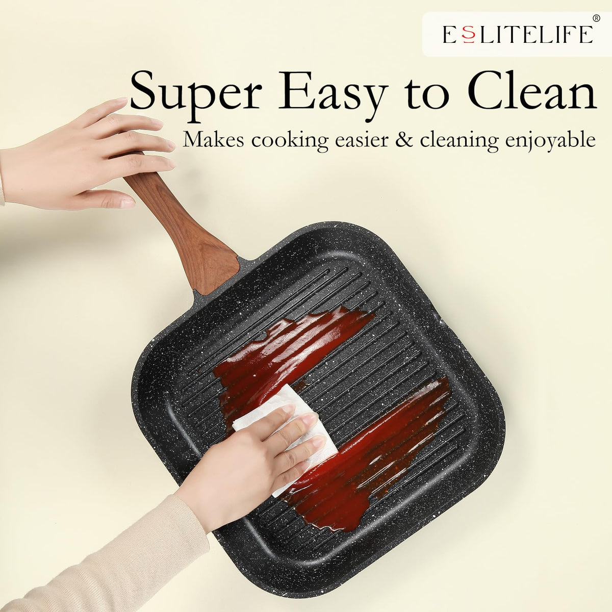 ESLITE LIFE bakelite handle remains cool during cooking