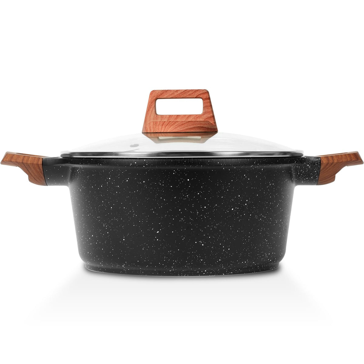 ESLITE LIFE nonstick stock pot with lid, granite finish, ideal for sauces and soups.