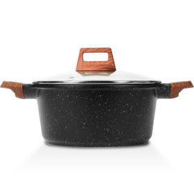 ESLITE LIFE nonstick stock pot with lid, granite finish, ideal for sauces and soups.