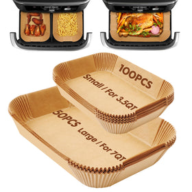 Eslotre air fryer liners 150pc for DZ071 and VersaZone baskets protect the fryer and simplify cleanup.