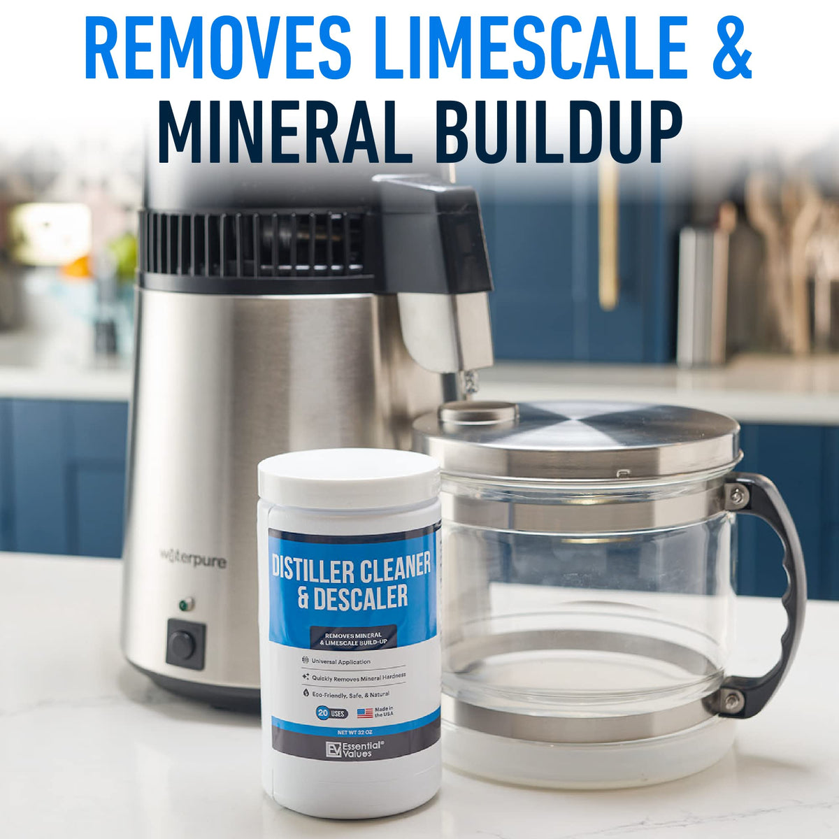 Citric acid powder from Essential Values dissolving in water for descaling