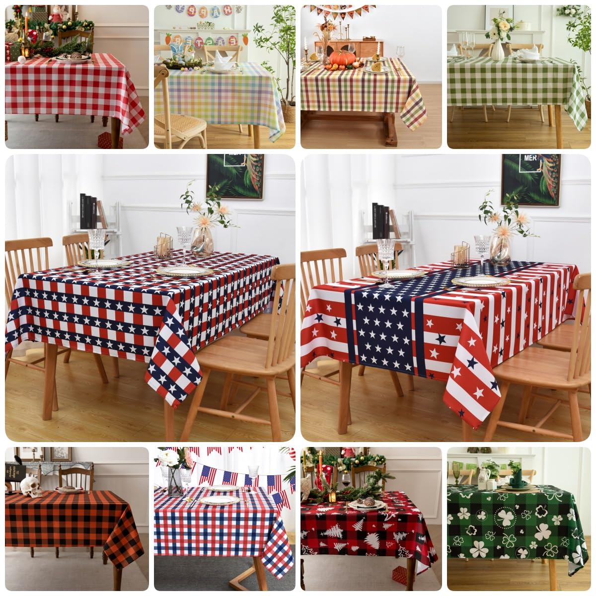 Essifunia checkered tablecloth ideal for picnics and barbecues with spill resistance.