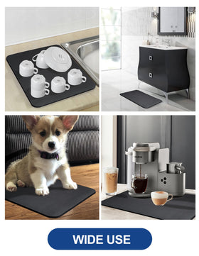 Etomiel mat doubles as a pet placemat, catching spills during meals.