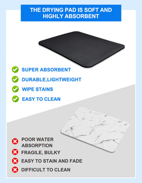 Etomiel dish drying mat with PU surface hides stains for a neater look
