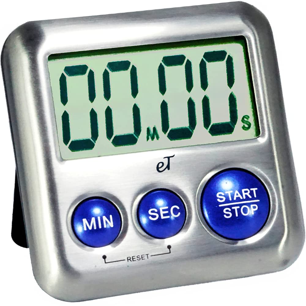 eTradewinds Elegant Digital Kitchen Timer front view with large display for quick reading