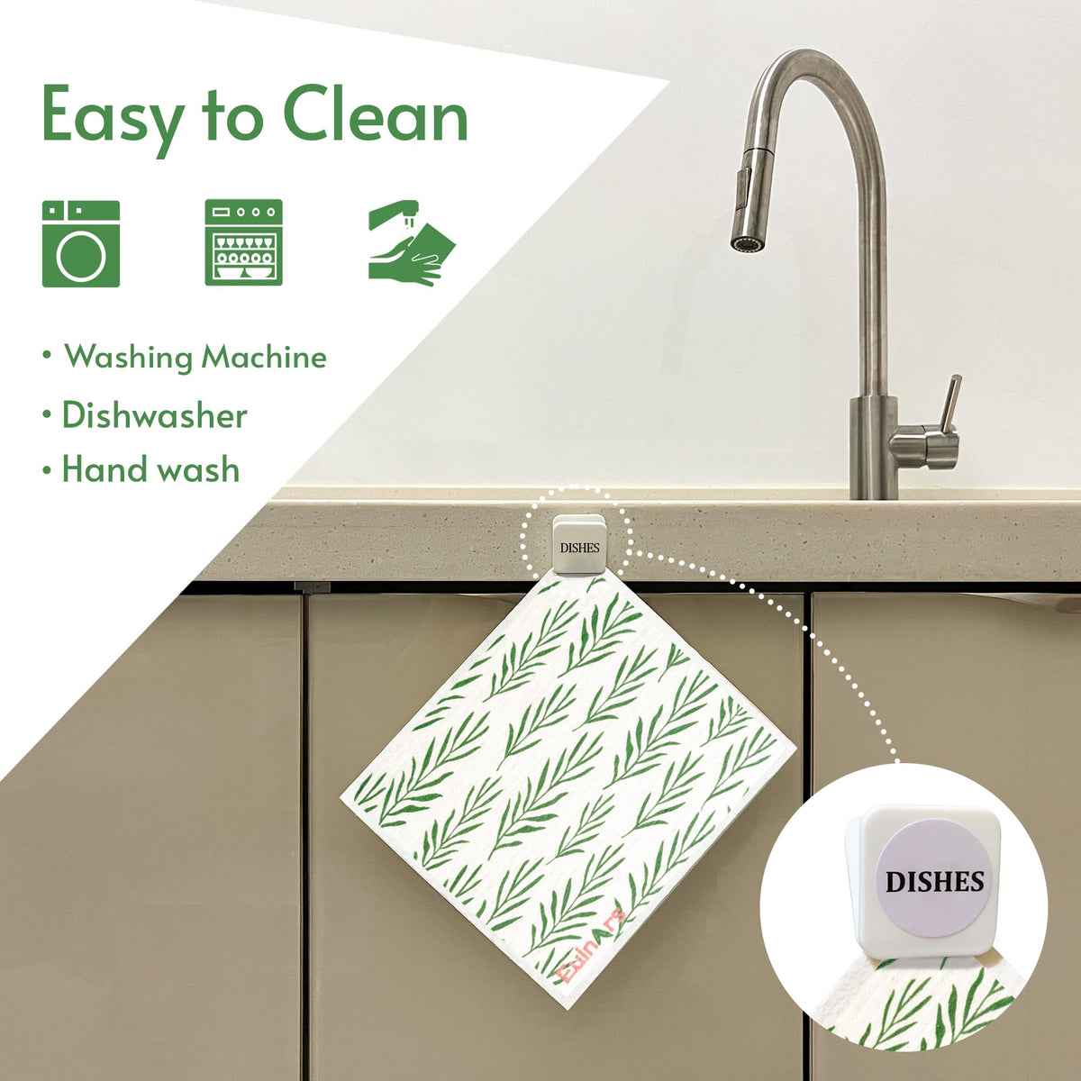 Eulnars dishcloths with clip set keep towels organized and within reach.