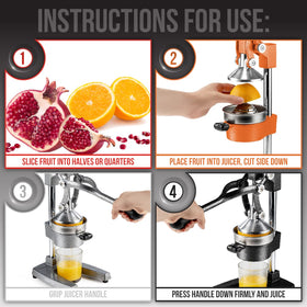 Eurolux lever-detail on cast iron juicer enables easy extraction.