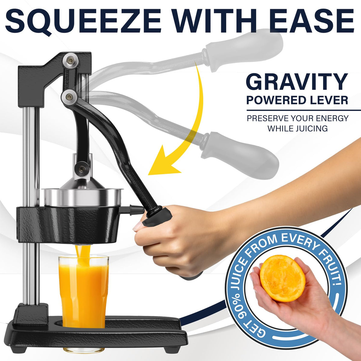 Eurolux stainless steel cup integrated with juicer for direct juice collection.