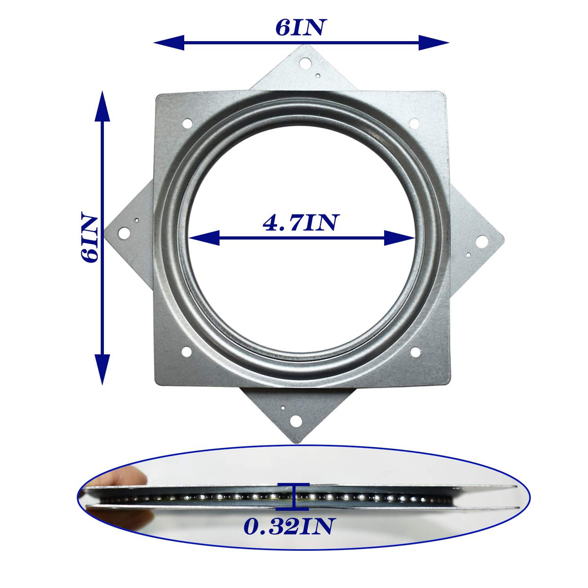 Evadow square rotating bearing plate enables smooth 6-Inch rotation and versatile tray conversion