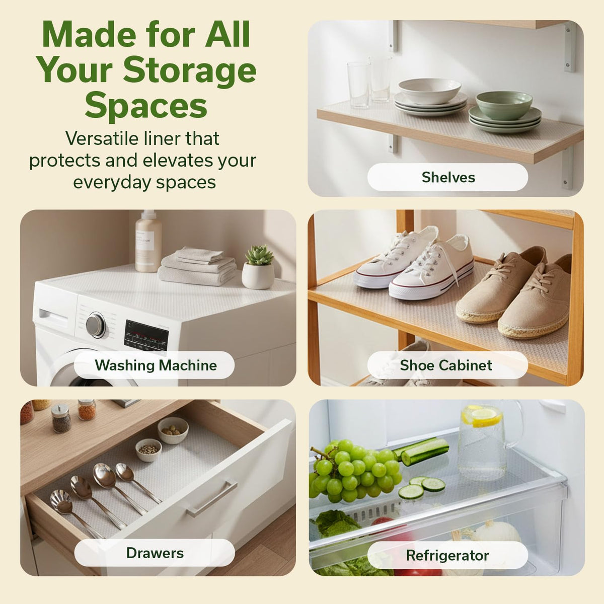 Evaland custom-fit liner trimmed to fit any shelf