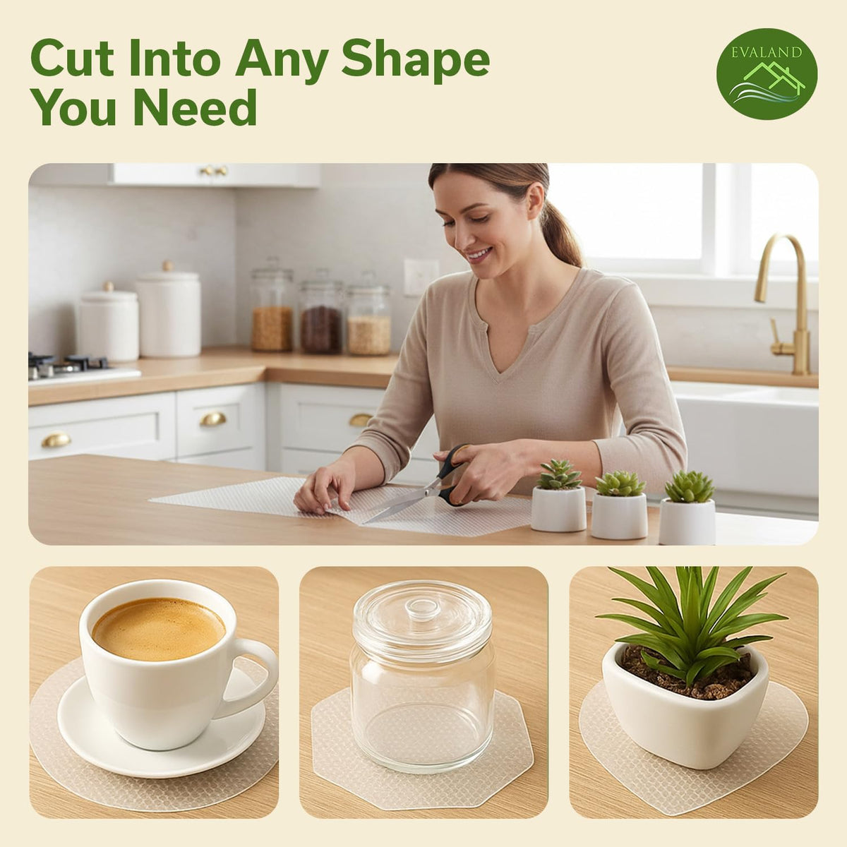EVALAND easy-clean cabinet liner wipes clean in seconds.