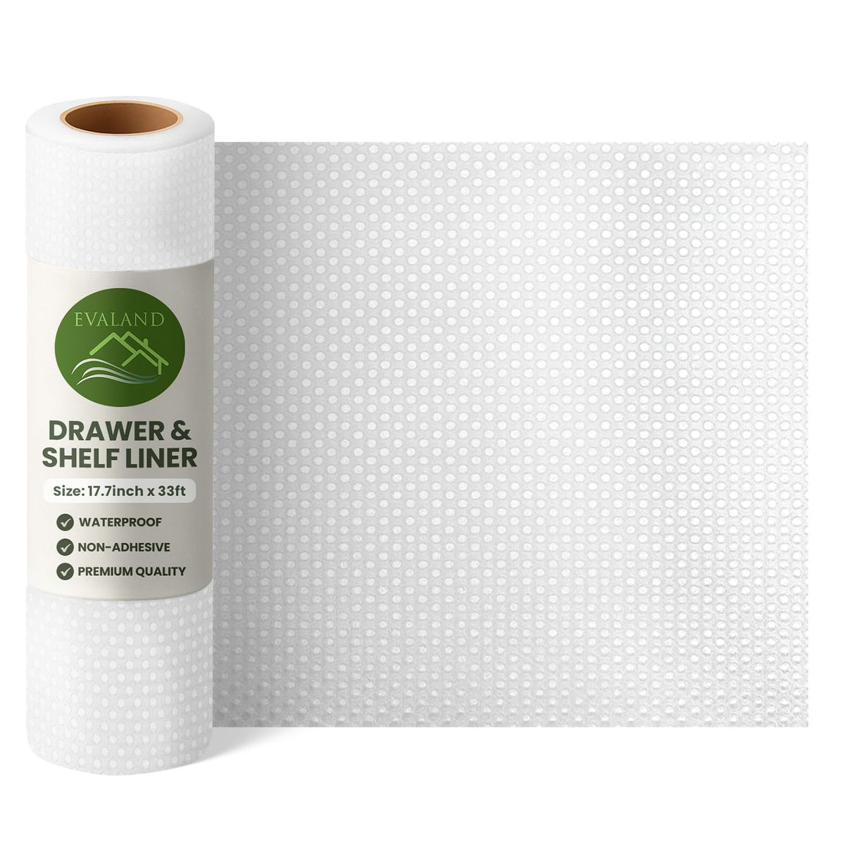 Evaland clear liner on glass cabinet; keeps items organized and surfaces protected