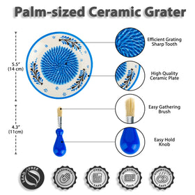 EVANILIFE ceramic grater plate and cleaning brush maintain shine and hygiene.