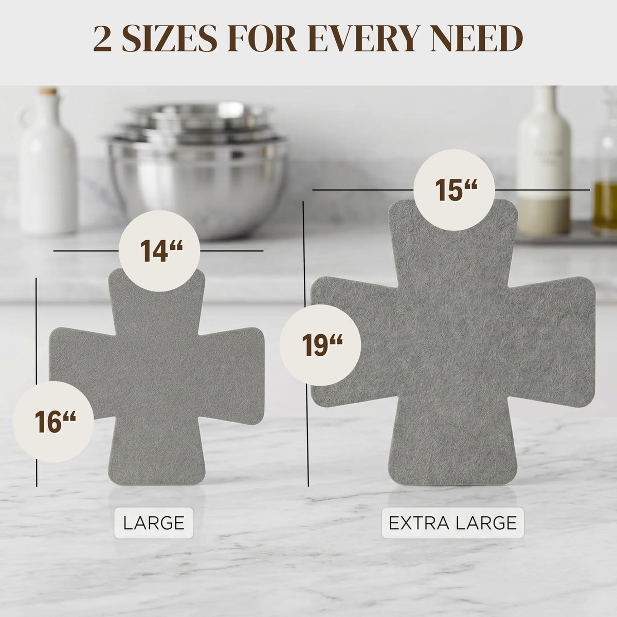 Evelots felt dish dividers in two sizes separate cookware for organized storage.