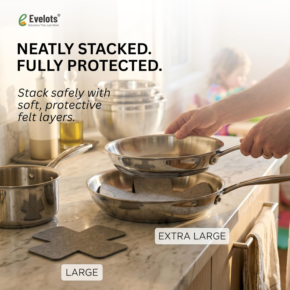 Large 19x15 inch protectors from Evelots fit standard stacks.