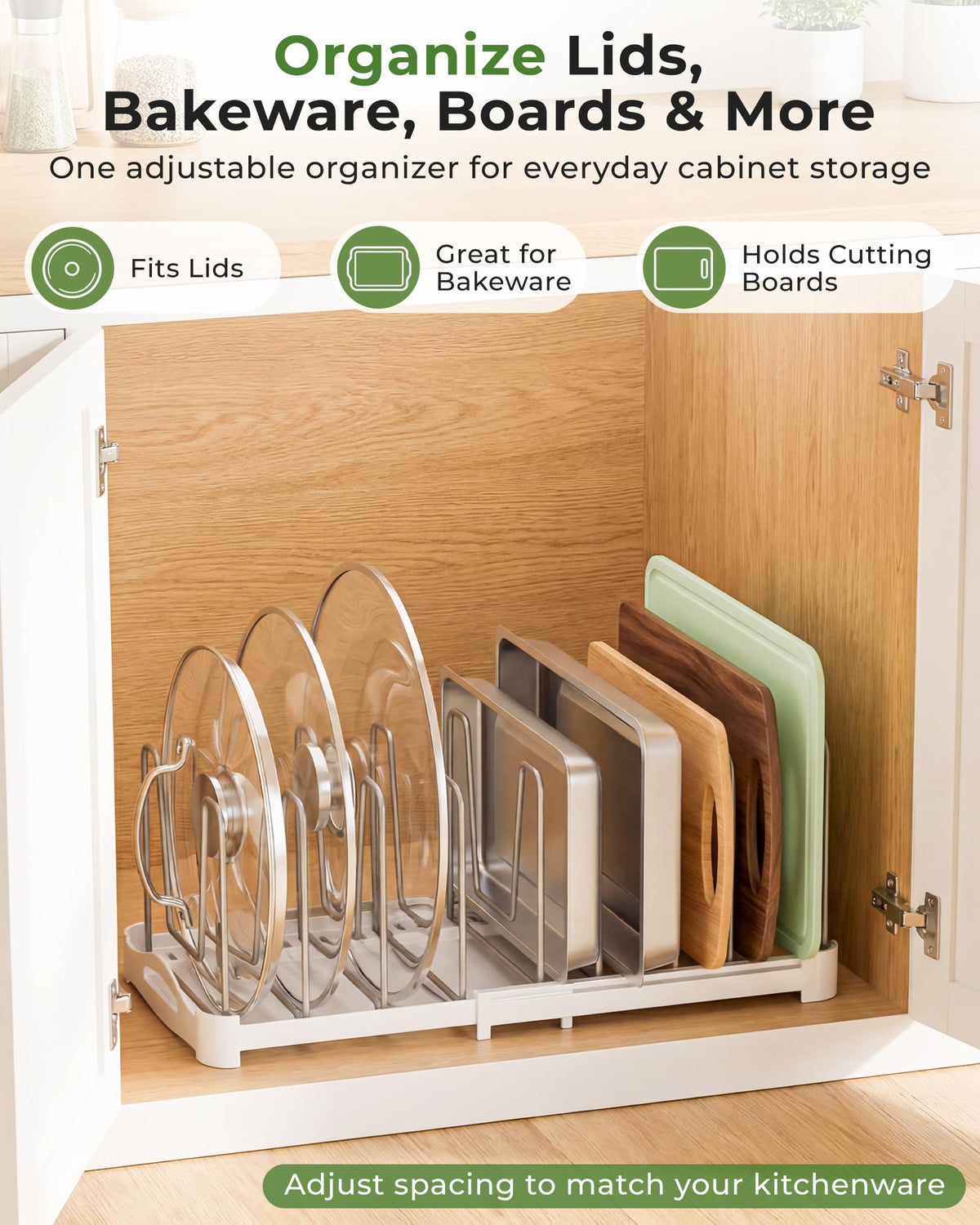 Everie cake molds container lid rack allows safe storage of bakeware