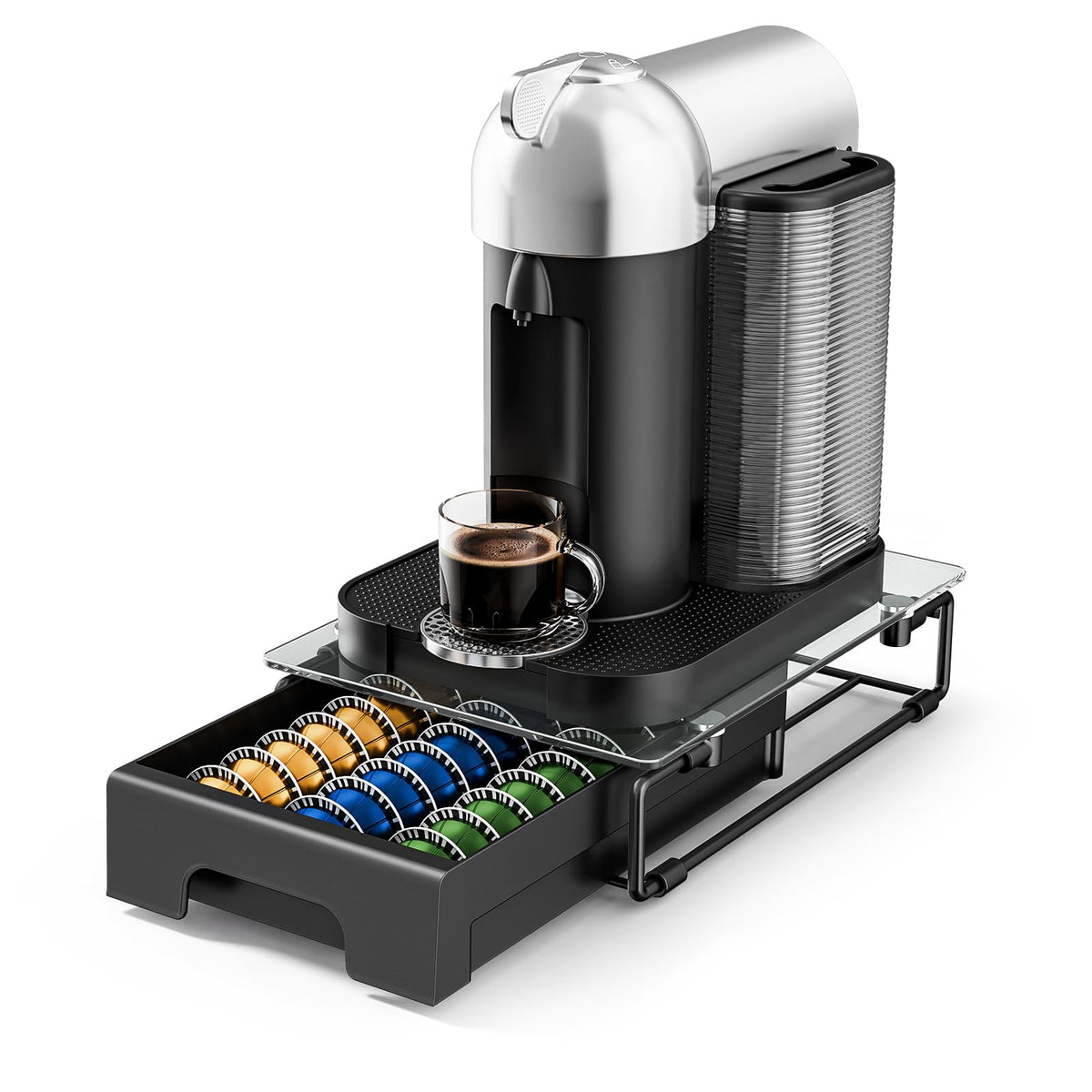 EVERIE crystal organizer top view shows clear pod access and visibility