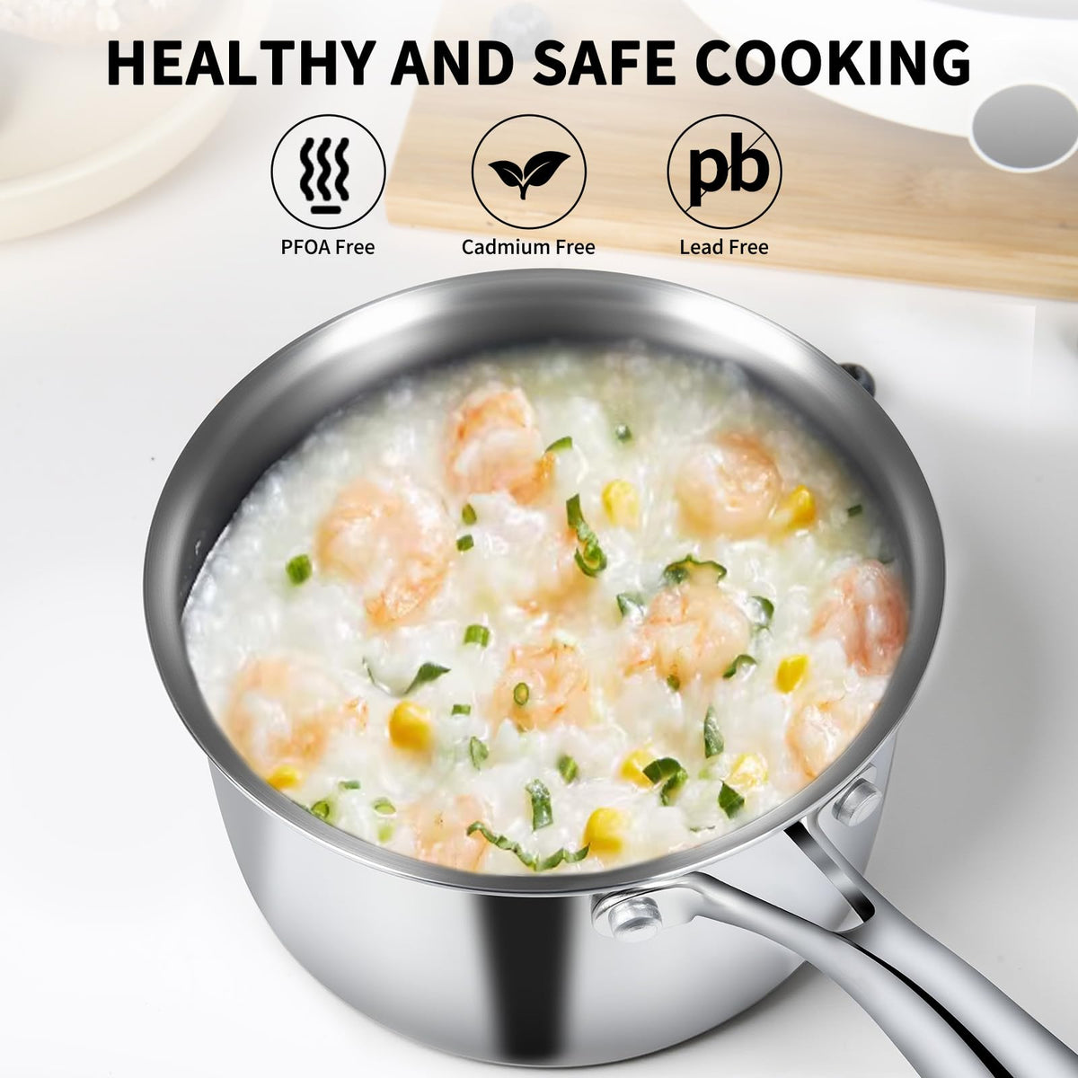 EWFEN aluminum core ensures quick, even heat across the pan.