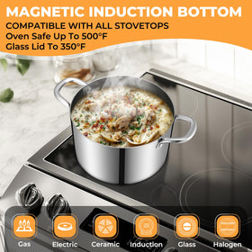 EWFEN Tri-Ply stock pot with dishwasher-safe design for easy cleanup.